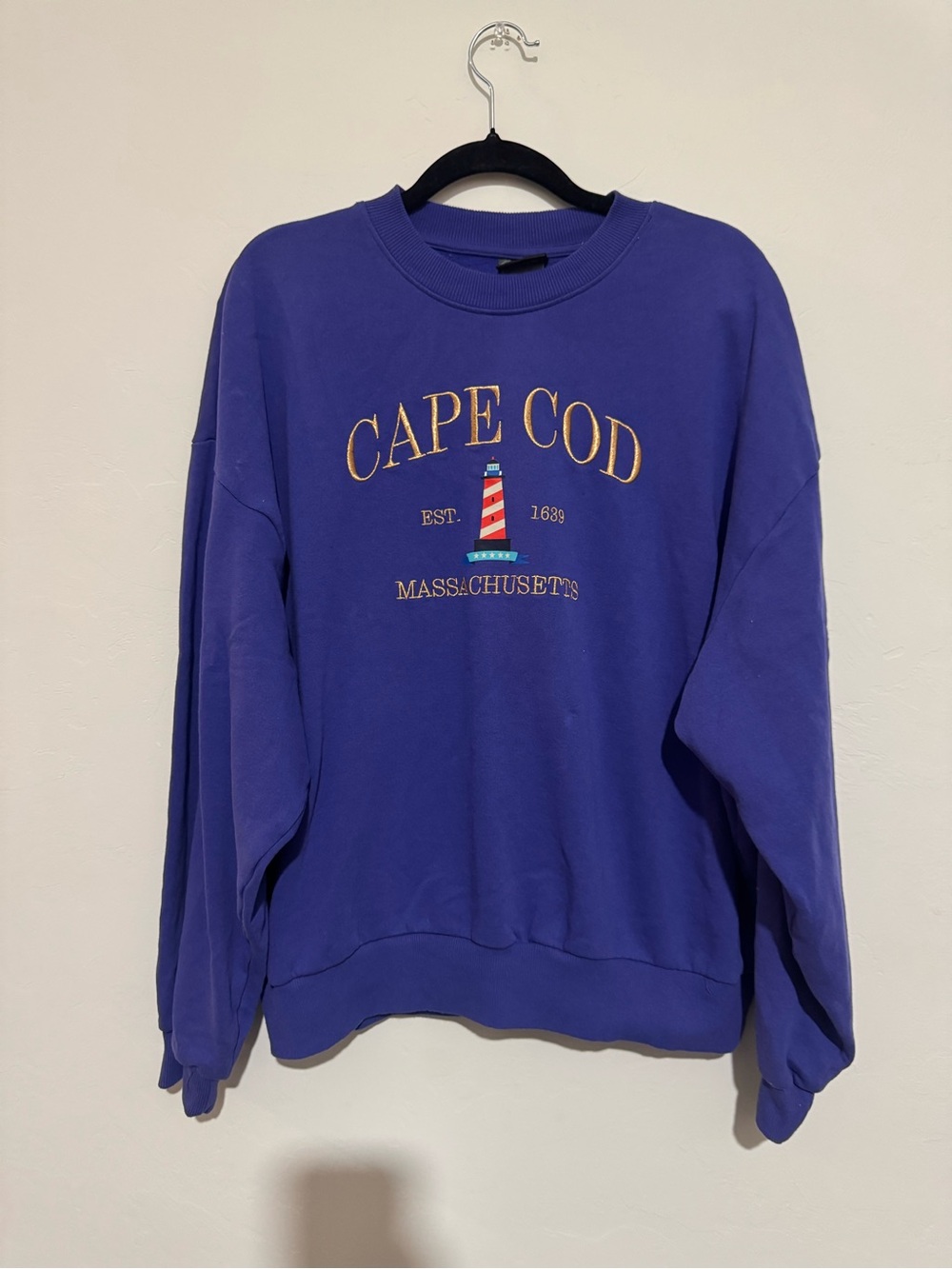 Cape Cod Massachusets Sweatshirt Womens M Purple Crewneck Boxy Fit Embroidered